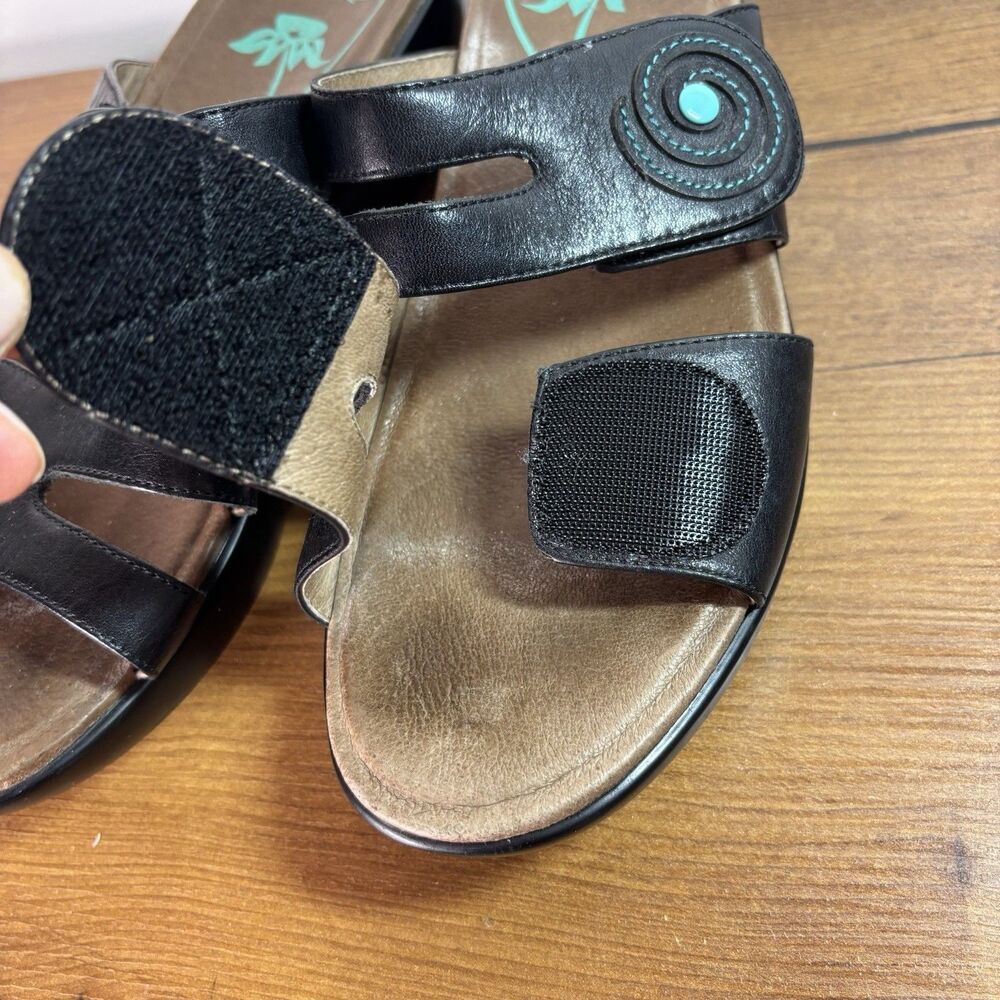 Dansko Dixie Full Grain Leather Sandals Black Turquoise Size EU 39 US 8.5-9 - Picture 4 of 9